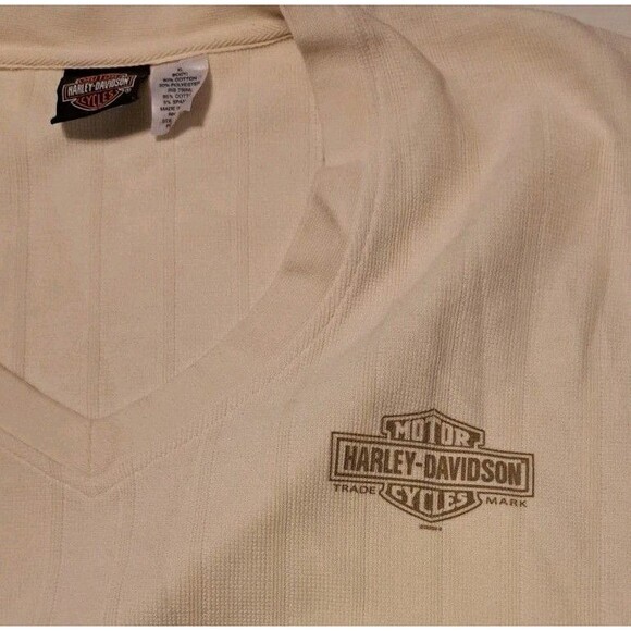 Harley Davidson Men’s XL Beige V-Neck Sweater Vest Cotton Blend Greenville SC - Picture 3 of 6